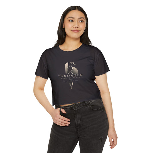 Stronger Than Yesterday Crop Top — Women's Motivational Festival Tee