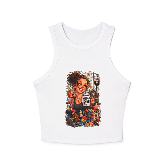 Racer Tank — 'Mama Fuel' & 'It's Just Another Monday' Graphic Women's Crop Tank