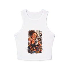 Racer Tank — 'Mama Fuel' & 'It's Just Another Monday' Graphic Women's Crop Tank