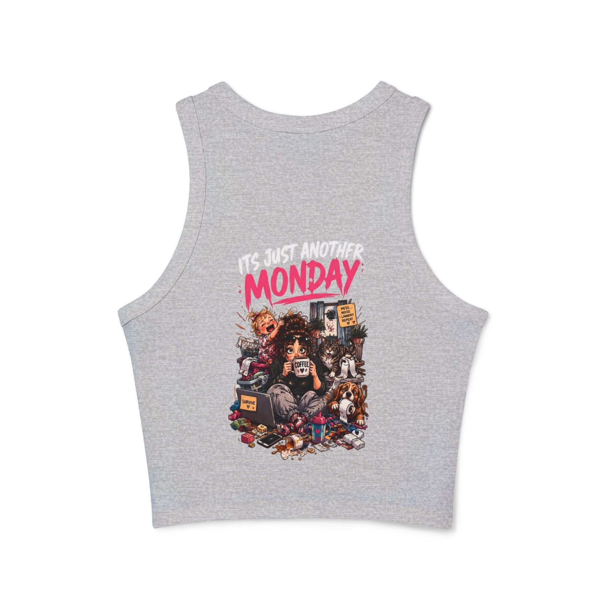 Racer Tank — 'Mama Fuel' & 'It's Just Another Monday' Graphic Women's Crop Tank