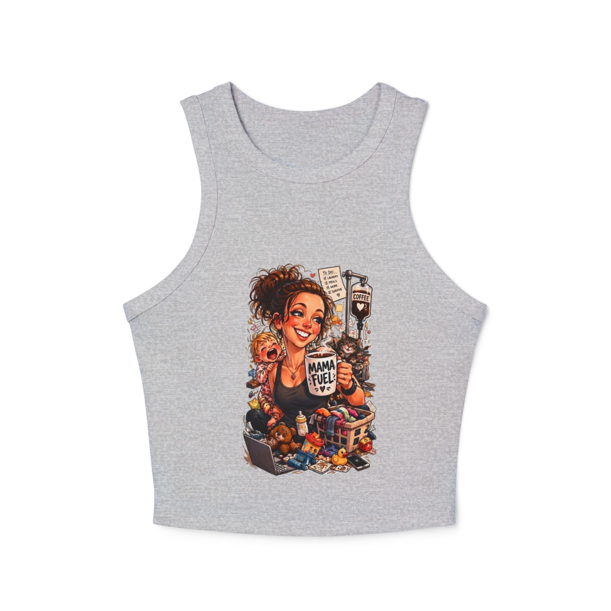 Racer Tank — 'Mama Fuel' & 'It's Just Another Monday' Graphic Women's Crop Tank